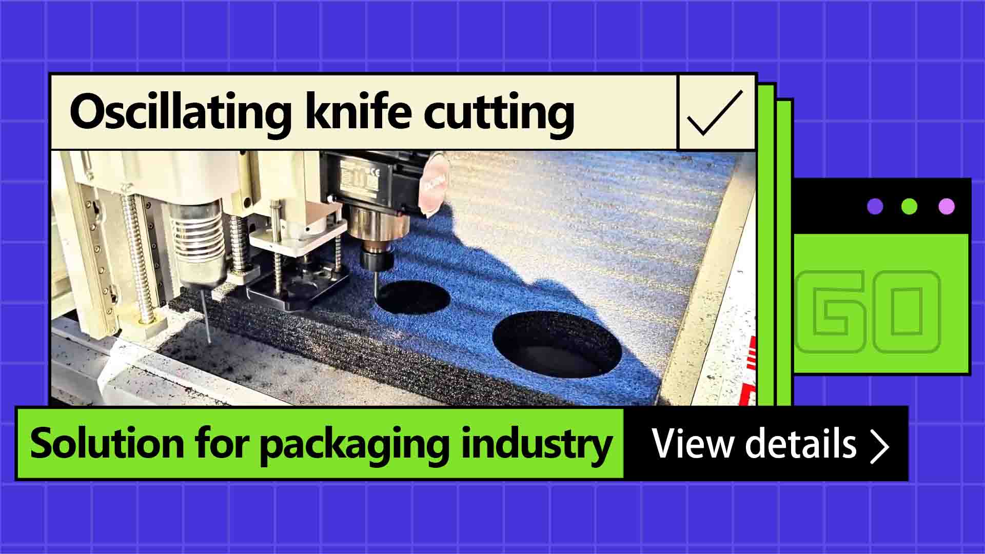 Case of cutting packaging carton with Oscillating knife cutter