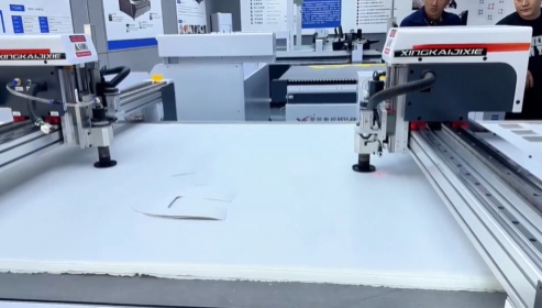 Double beam vibrating blade cutting machine cutting video
