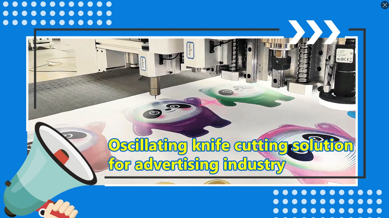 Cutting advertising materials with a vibrating knife cutting machine